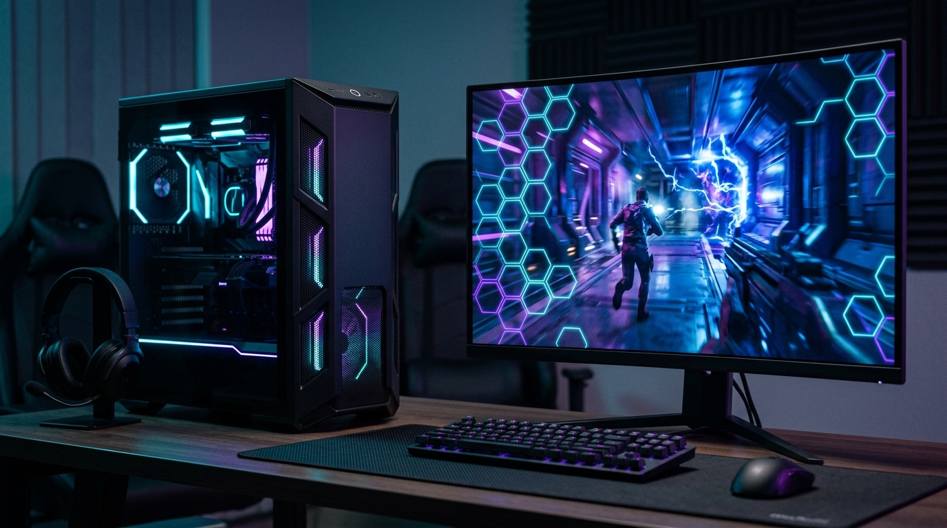 Gaming PC using AI upscaling technology for smoother gameplay and higher FPS
