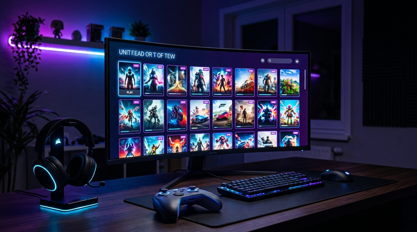 Gaming subscription dashboard representing access to many games through Game Pass