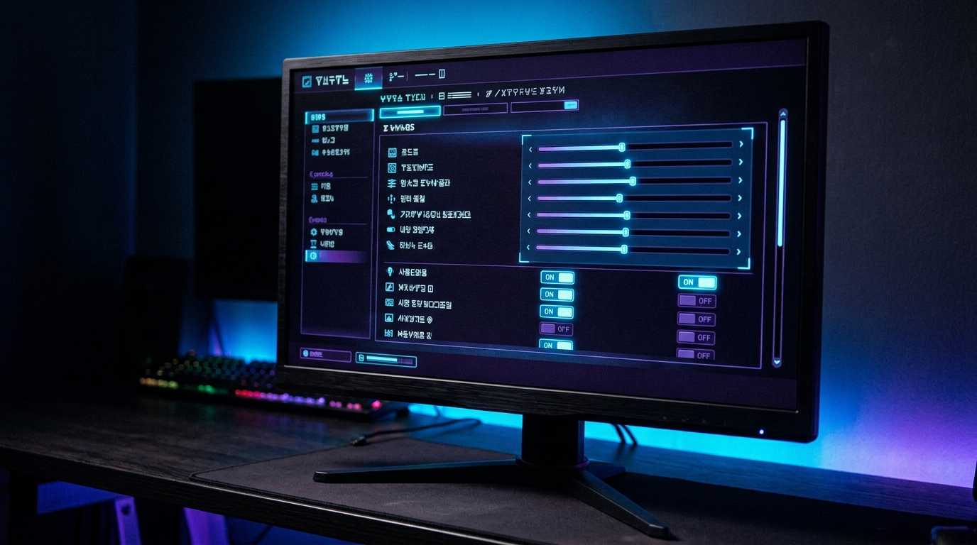 PC game graphics settings menu representing FPS and visual quality adjustments