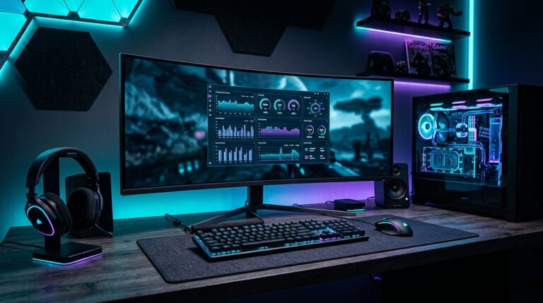 PC gaming setup with performance overlay representing FPS optimization settings