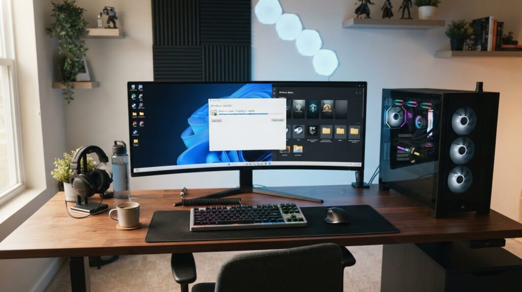Windows 11 gaming update on a PC gaming setup in 2026